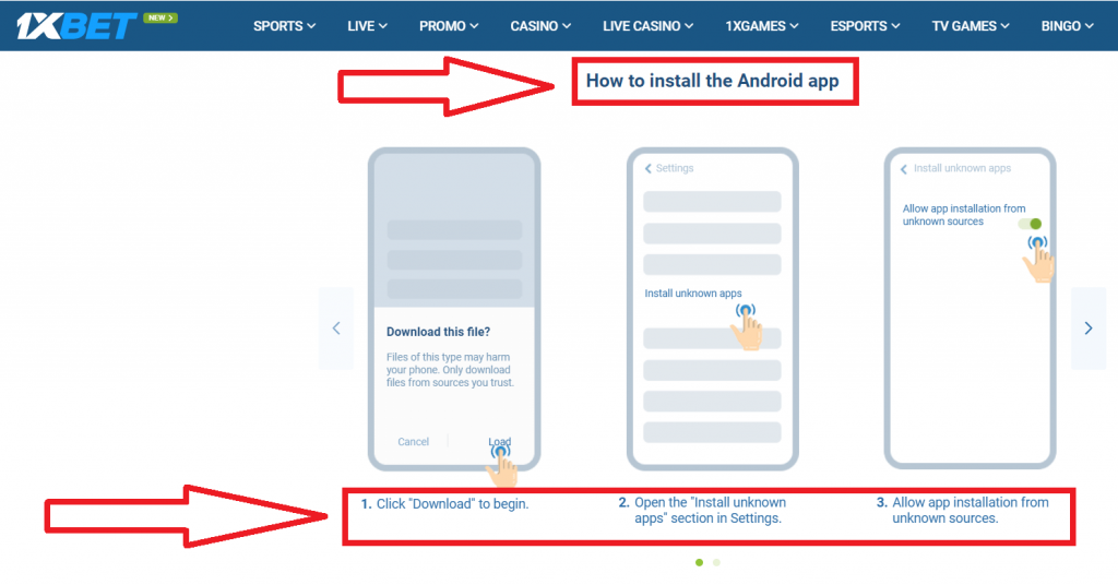 1xBet app download for Android
