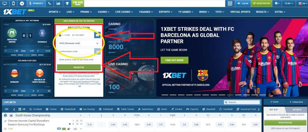 1xBet platform